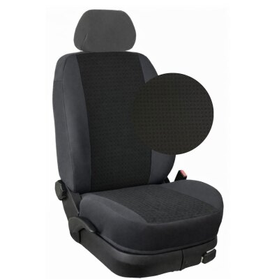 VW T5 Transporter / Caravelle, Bj. 2003 - 10/2009 / Maßangefertigte Vordersitzbezüge 3-Sitzer (Fahrersitz + Doppelbeifahrersitz) :: 133. Stoff Milano-schwarz / Stoff anthrazit