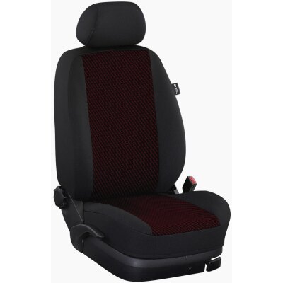 Seat Leon (5F) Fließheck + Kombi, ab Bj. 01/2013 - 01/2020 / Maßangefertigter Rücksitzbezug :: 101. Stoff Karo-rot / Stoff schwarz