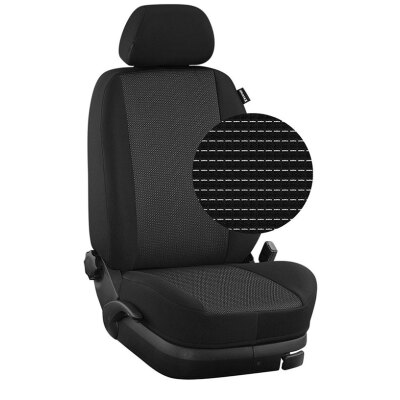 VW Touran, Bj. 2003 - 2010 / Maßangefertigte Vordersitzbezüge :: 113. Stoff Piräus / Stoff schwarz