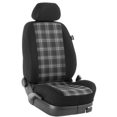VW Caddy, Bj. 2010 - 2015 / Maßangefertigtes Komplettsetangebot 5-Sitzer :: 007. Stoff GTI-grau / Stoff schwarz