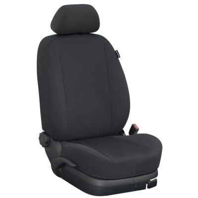 Renault Trafic, ab Bj. 10/2014 - 2021 / Maßangefertigte Vordersitzbezüge 3-Sitzer (Fahrersitz + Doppelbeifahrersitz) :: 100. Stoff schwarz / Stoff schwarz