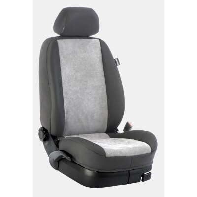Peugeot Traveller, ab Bj. 2016 - / Maßangefertigte Vordersitzbezüge (2 Einzelsitze) :: 015. Stoff Alcantra-grau / Stoff anthrazit