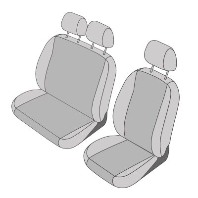 Ford Transit Doppelkabine, ab Bj. 2014 - / Ma&szlig;angefertigte Vordersitzbez&uuml;ge 3-Sitzer (Fahrersitz + Doppelbeifahrersitz)