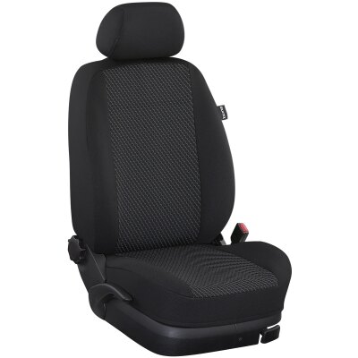 Citroen Berlingo III + XTR , ab Bj. 09/2018 - / Maßangefertigte Vordersitzbezüge (2 Einzelsitze) :: 103. Stoff Karo-grau / Stoff schwarz