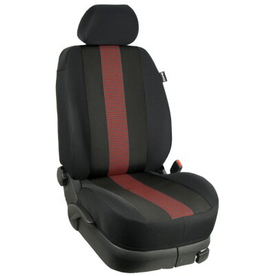 VW T6 / T6.1 California, Bj. 06/2015 - / Maßangefertigter Einzelsitzbezug hinten :: 036. Stoff Barcelona-rot / Stoff schwarz