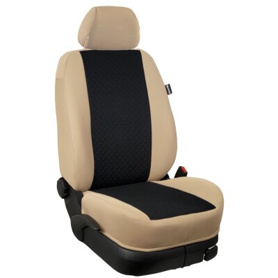 VW Tiguan ALLSPACE, Bj. 2016 - 2023 / Maßangefertigtes Komplettsetangebot 5-Sitzer :: 218. Stoff Space-schwarz / Stoff beige