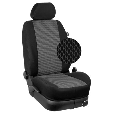 Maßangefertigter Rücksitzbezug (Zweierbank) für Toyota Crosscamp :: 229. Stoff Tokio-grau / Stoff schwarz