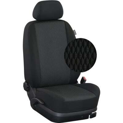 Mercedes Citan + eCitan W420, ab Bj. 08/2021 - / Maßangefertigte Vordersitzbezüge :: 121. Stoff Paris / Stoff schwarz