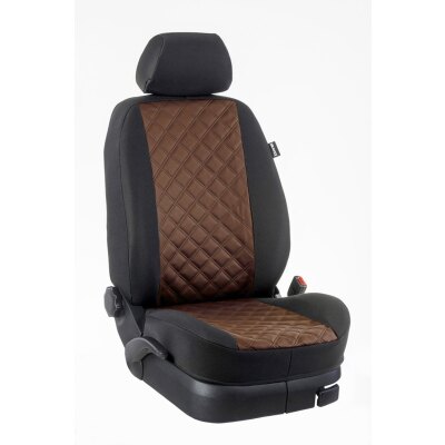 Wohnmobil Adria Twin / Maßangefertigter Rücksitzbezug :: K105. Kunstleder Karo-Mokka / Stoff schwarz / (15% Aufpreis)