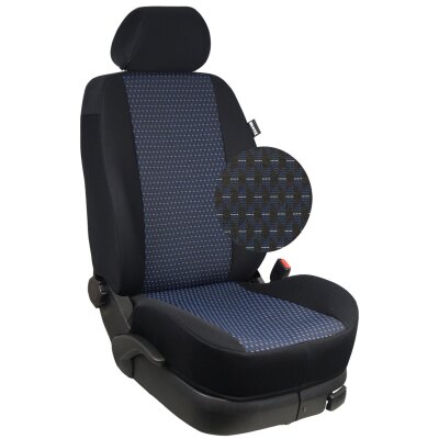 VW Caddy, Bj. 2004 - 2010 / Maßangefertigtes Komplettsetangebot 7-Sitzer :: 261. Stoff Mumbai-blau / Stoff schwarz