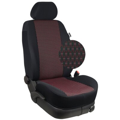 VW Passat 3C/B7, Bj. 2010 - 2014 / Maßangefertigtes Komplettsetangebot :: 262. Stoff Mumbai-rot / Stoff schwarz