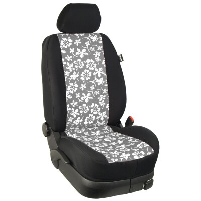 Ford Transit Custom Bus, ab Bj. 2012 - / Maßangefertigte Vordersitzbezüge (2 Einzelsitze) :: HS52T. Hawaii grau / Stoff schwarz