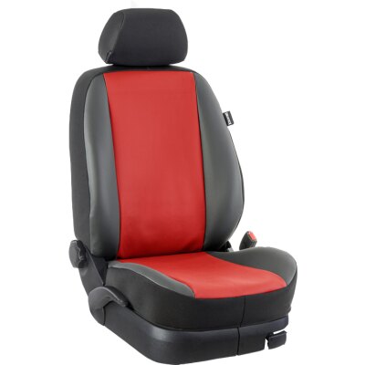 VW Caddy, Bj. 2010 - 2015 / Maßangefertigter Rücksitzbezug 2. Reihe :: K82. Kunstleder rot / Kunstleder schwarz / (15% Aufpreis)
