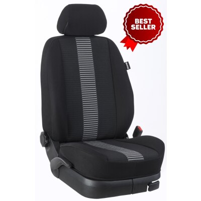 Toyota Crosscamp / Maßangefertigter Rücksitzbezug 2. + 3. Reihe (Zweierbank) :: 037. Stoff Barcelona-grau / Stoff schwarz