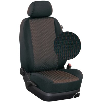 Maßangefertigte Vordersitzbezüge passend für Carado Wohnmobile mit Pilotsitzen :: 122. Stoff Toscana / Stoff schwarz