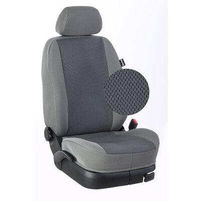 Maßangefertigte Vordersitzbezüge passend für VW Wohnmobile mit Sitzen mit verstellbaren Kopfstützen :: 151. Stoff Parma / Stoff grau