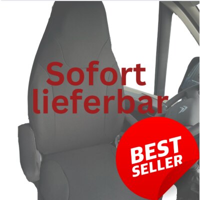 #Fiat Pilotsitz (ohne Gurthalter), ab Bj. 2014 - / Maßangefertigte Vordersitzbezüge für Wohnmobile :: Stoff schwarz / Stoff schwarz