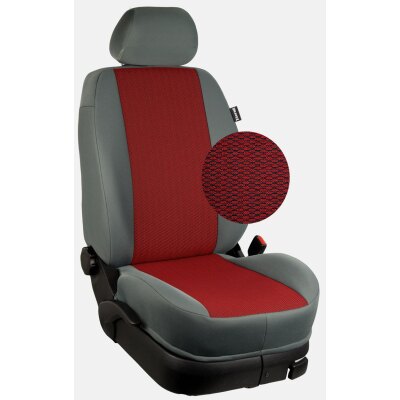 VW T7 Multivan, Bj. 10/2021 - / Maßangefertigtes Komplettset 7-Sitzer :: 271. Stoff Montana-rot / Stoff grau