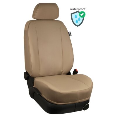 Maßangefertigte Vordersitzbezüge für Wohnmobil Mercedes Sprinter / Hymer (Isringhausen Sitz mit versenkbaren Kopfstützen) :: K107. Kunstleder beige / Kunstleder beige