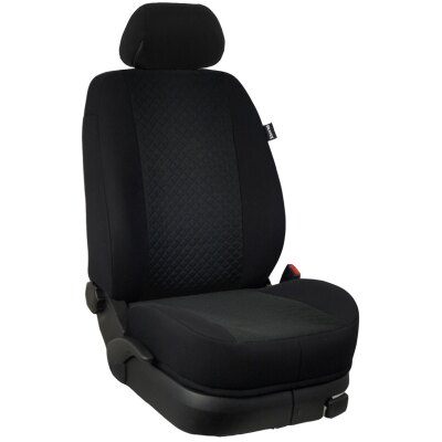 Skoda Fabia IV, ab Bj. 2021 - / Maßangefertigte Vordersitzbezüge :: 272. Stoff Space-schwarz / Stoff schwarz
