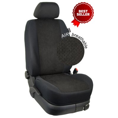 Citroen Berlingo III + XTR (Kasten) , ab Bj. 09/2018 - / Maßangefertigte Vordersitzbezüge 3-Sitzer (Fahrersitz + Doppelbeifahrersitz) :: 278. Stoff Alcantra-AIR / Stoff schwarz