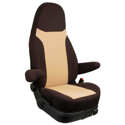Wohnmobil Bürstner Travel Van T590 / Maßangefertigter Rücksitzbezug (Zweierbank 3-teilig) :: 222. Stoff beige / Stoff espresso