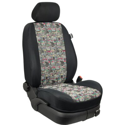 Skoda Elroq, ab Bj. 01/2025 - / Maßangefertigte Vordersitzbezüge :: 029. Stoff Marbella / Stoff schwarz