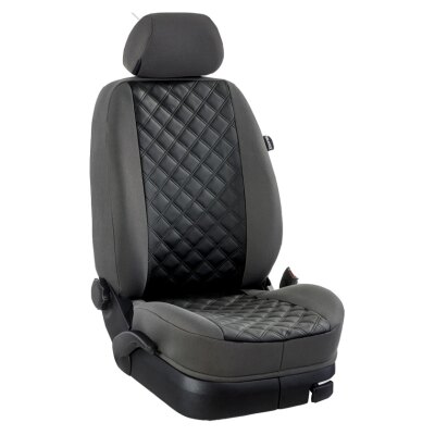 Ford Transit Nugget III, ab Bj. 2024 - / Maßangefertigtes Komplettsetangebot :: K92. Kunstleder Karo-schwarz / Stoff anthrazit
