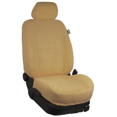 Maßangefertigte Vordersitzbezüge für Wohnmobil mit FASP Vordersitze (mit Gurthalter) :: F99. Frottee beige / Frottee beige