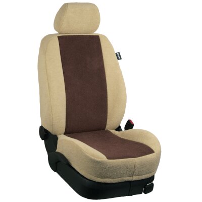 Maßangefertigte Vordersitzbezüge für Wohnmobil mit Agutisitze (mit Gurthalter) :: F97. Frottee coffee / Frottee beige