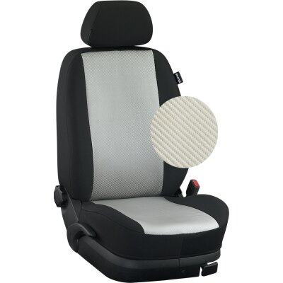 Wohnmobil Fiat Ducato PLA S 741 / Maßangefertigter Rücksitzbezug (4-teilig) :: K89. Kunstleder Carbon / Stoff schwarz