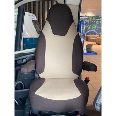 *Fiat Ducato 250, Bj. 05/2006 - 04/2014), Vordersitzbezüge im Design Stoff beige / Stoff espresso, Art.Nr.: 9518