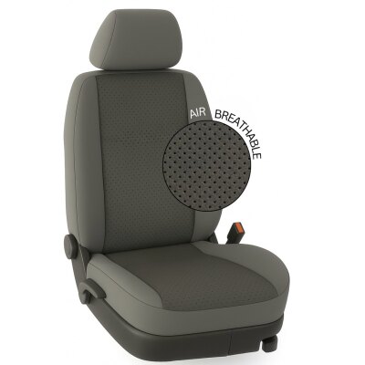 VW ID.3, ab Bj. 11/2019 - / Maßangefertigte Vordersitzbezüge :: 288. Stoff Alcantra-AIR-grau / Stoff grau