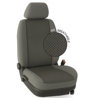 Skoda Elroq, ab Bj. 01/2025 - / Maßangefertigte Vordersitzbezüge :: 288. Stoff Alcantra-AIR-grau / Stoff grau