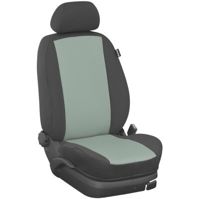 VW T5 Transporter / Caravelle, Bj. 2003 - 10/2009 / Maßangefertigte Vordersitzbezüge 3-Sitzer (Fahrersitz + Doppelbeifahrersitz) :: 293. Stoff Eukalyptus / Stoff anthrazit