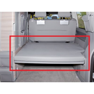 *VW T5 California + T5 California Facelift, Bj. 2003 - 2015, Schlafmatratzenbezug (Bettverlängerung) hinter Zweierbank im Design Stoff schwarz, Art.Nr.: 9521