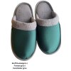 Hausschuhe passend zu Ihren Sitzbezug im Design "Stoff Dunkelgrün / Frottee grau / Kunstleder grau"